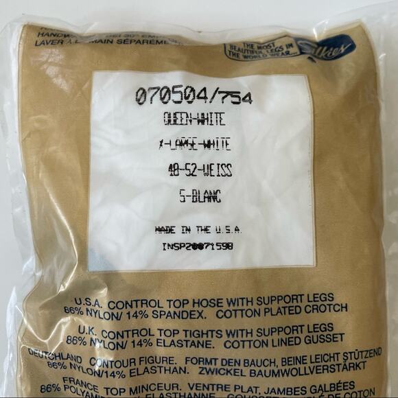 Vintage 1990s Silkies Pantyhose Control Top  Queen Plus White XL Set of 2 New - Picture 5 of 6